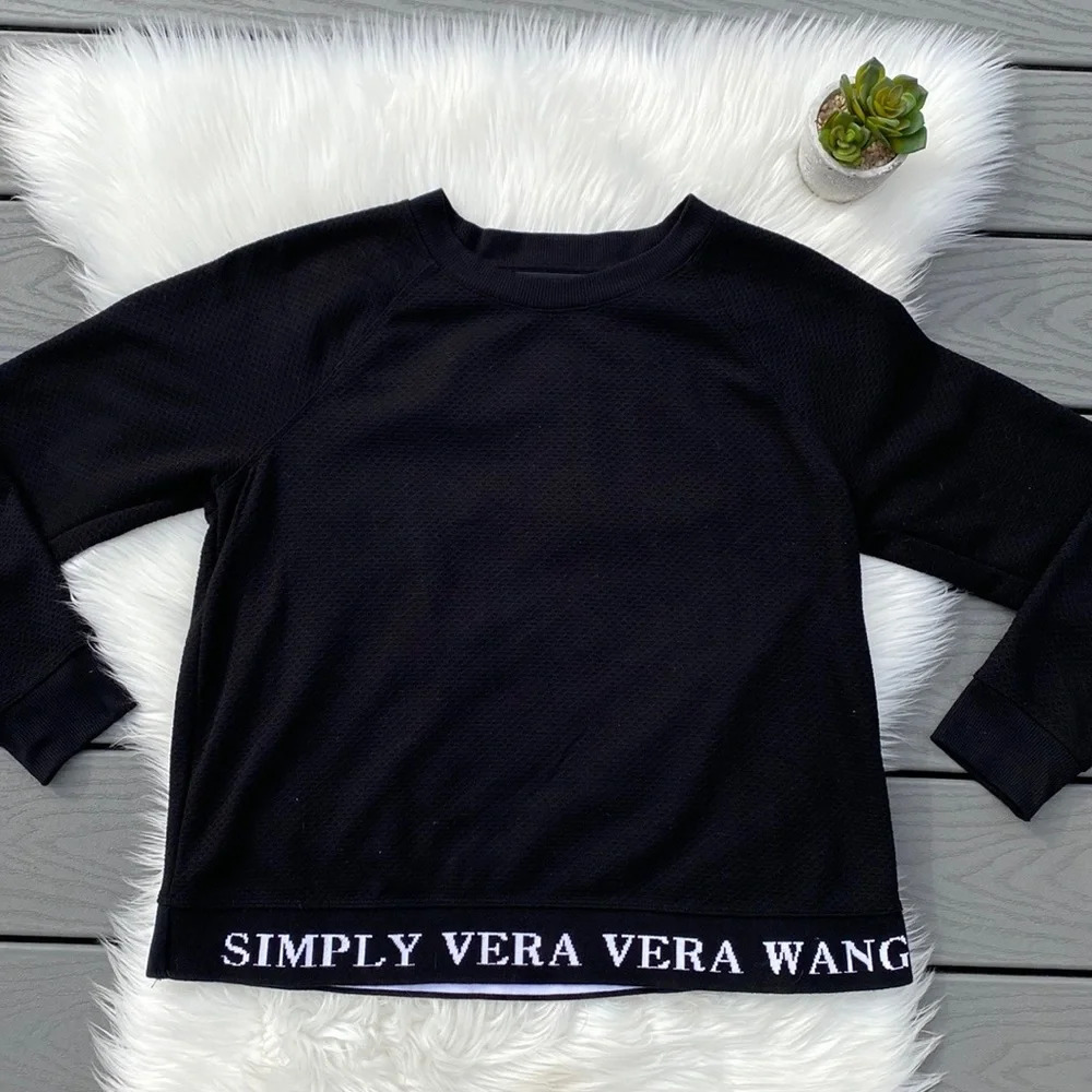 Simply Vera Wang logo banded crewneck sweater